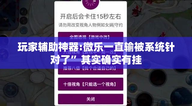 玩家辅助神器:微乐一直输被系统针对了”其实确实有挂
