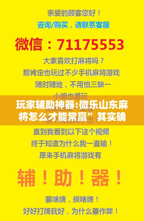 玩家辅助神器:微乐山东麻将怎么才能常赢”其实确实有挂