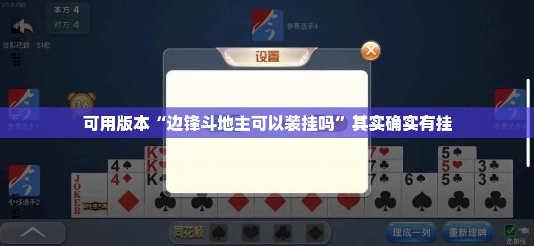 可用版本“边锋斗地主可以装挂吗”其实确实有挂