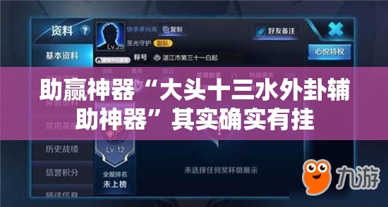 助赢神器“大头十三水外卦辅助神器”其实确实有挂