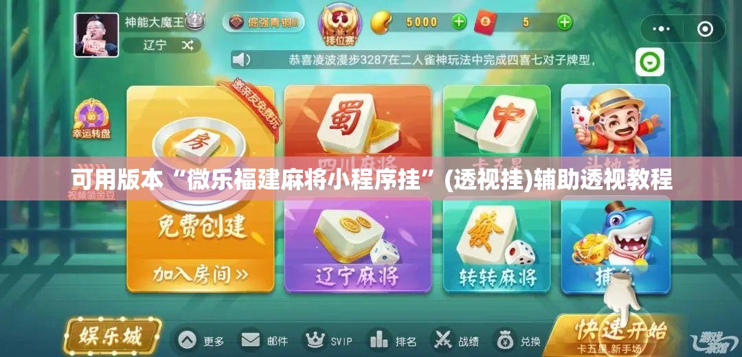 可用版本“微乐福建麻将小程序挂”(透视挂)辅助透视教程