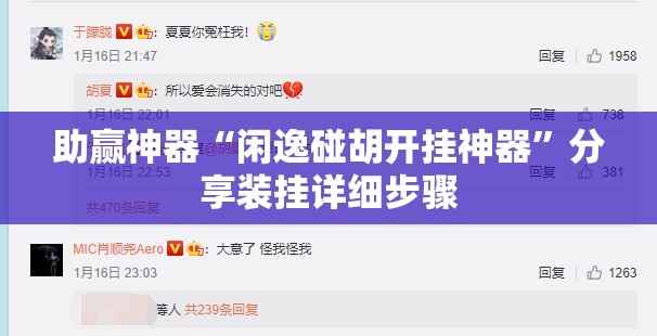 助赢神器“闲逸碰胡开挂神器”分享装挂详细步骤